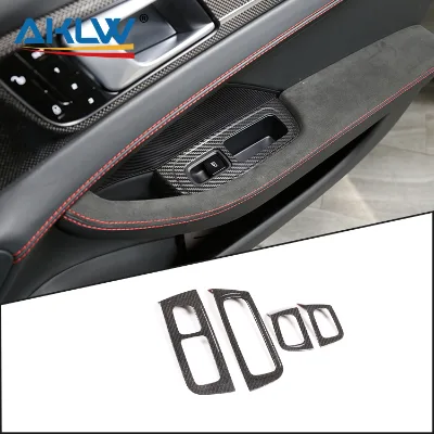 Fit for Porsche Panamera 2017-2021 Real Carbon Fiber Glass Window Lift Switch Decorative Panel Frame Car Interior Accessories