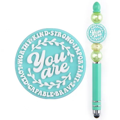 New Arrival Eco-friendly PVC Football Team Focal Beads Custom Design Best Dad Pen Beads Colorful Promotional Ready Ship