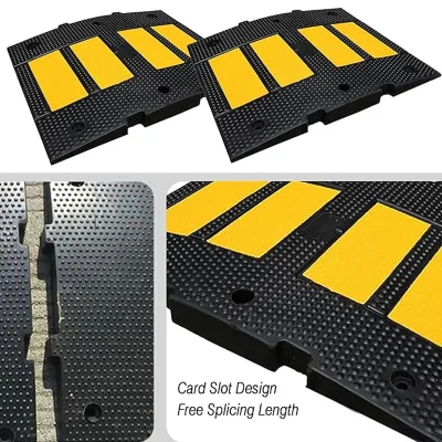 Modular Long Rubber Speed Bump with Bolt Spike Pad for School Entrance and Road Driveway Speed Bump System