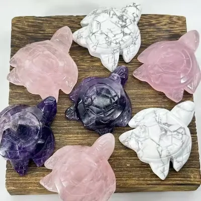 Hot Sale Wholesale Dream amethyst rose quartz Turtles Healing Crystal Cravings Craved Colorful Energy Stone Animals for Gift