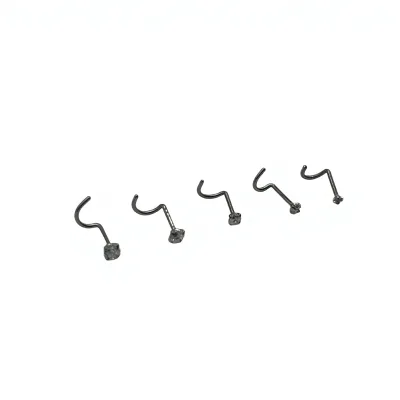 Unisex Stainless Steel Geometric Nose Stud with Crystal & Rhinestone Silver Hoops Body Piercing Jewelry Fashion Accessory
