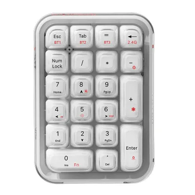 MOFii SK724 Translucent RGB Backlit BT 2.4G Dual Mode Ergonomic Office Typing Aesthetic Pastel Color Numeric Keypad