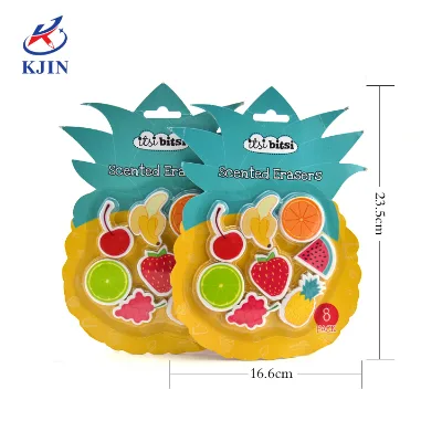 Promotion Cheap Custom Creative Funny Kids 3D Novelty Pineapple Shaped Fruits Eraser Sets