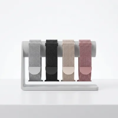 Milanese Double Section Round Tail Mesh Strap with Reinforced PVC Coating and Strong Magnetic Clasp for Watch