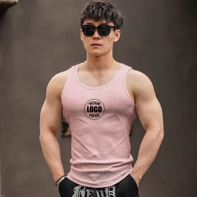 95% Cotton 5% Spandex Men Ribbed Muscle Tank Top Slim Fit Fitness Gym Athletic Undershirts