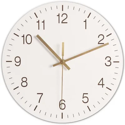 12 Inch Wooden Wall Clock White Frameless Modern Style Silent Wall Clocks for Office School Home Decor MDF Clock