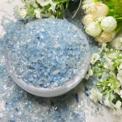 High Quality Aquamarine Chips Polished Irregular Aquamarine Crystal Chips DIY Gemstones for Aquarium Home Decoration Gift