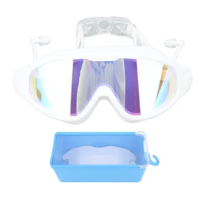 Swim Goggles Wide View Waterproof Anti Fog Swimming Goggles Dazzling Glasses Swim Glasses with Earplugs for Swimming Diving Wate