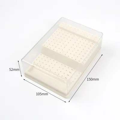 Dental Bur Sterilization Box 168-Hole White Storage Case for Low and High Speed Burs and Grinding Heads