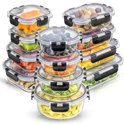 5 Pack 30oz Glass Meal Prep Containers Airtight Buckle Lids BPA Free Microwave & Oven Safe