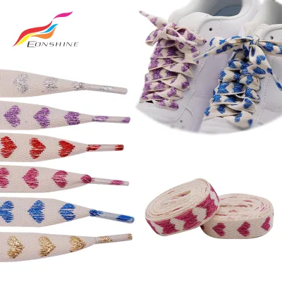 Fat Metal Wire Heart Shaped Shoelace Flat Replacement Laces Metallic Threaded Shoelaces for Sneakers Boots Casual Shoes
