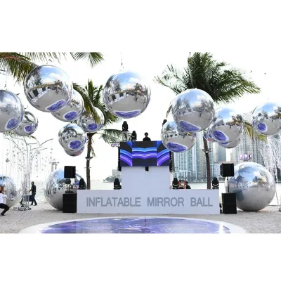 Custom Inflatable Mirror Ball PVC Mirror Inflatable Balloon Disco Ball Festival Event Decoration Inflatable Silver Mirror Ball