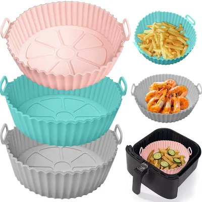 Bulk Wholesale Durable Food Grade Silicone Air Fryer Liners Reusable BPA Free Eco-Friendly Multi-layer Coating Customizable Size