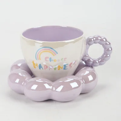 Ceramic  coffee cup and saucer set , Handmade 12 oz home office  Coffee mug and cup