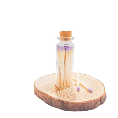 Custom White Classic Durable Safety Eco-Friendly Match Bottle Striker Bulk Wooden Glass Jar Printing Wax Stick Advertising Gift