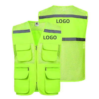 Wholesale Fishing Vets Multi Pocket Workwear Vest Outerwear Print Logo
