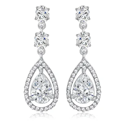 RE465 Wedding Party Engagement Bride Gift Fashion Diamante Drop Earrings Women Dangle Pendant Earrings