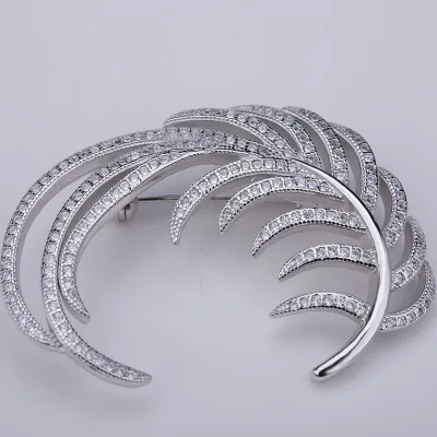 OEM Middle East Style Custom Silver Cloth Women Brooch/Brooch Pin Feather Brooches