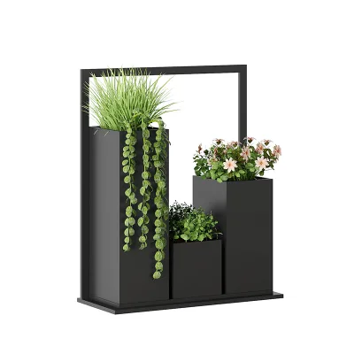 Creative Indoor Outdoor Planter Box for Restaurant Rustproof Wrought Iron Metal Flower Trough Combination Fence Decoration