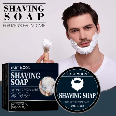 EAST MOON 100% Natural Organic Men Facial Care for Smooth Gentle Men Beard Shaving Foam Soap