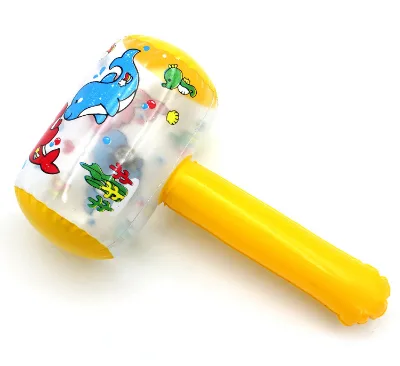 Party Game Animal Print Inflatable Toy Mini Pvc Inflatable Plastic Hammer With Bell