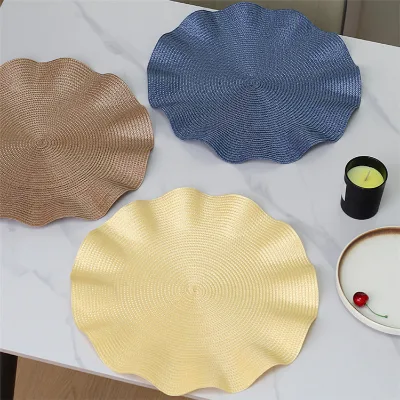 Elegant Lotus Edge Round Woven Placemats for Dining Table Settings Non-Slip Washable for Daily Home Restaurant Events Use