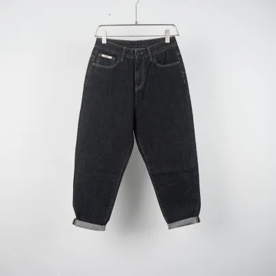 Vintage Style Men Selvedge Denim Pants Mid-Waist Straight Cut Pants Men's Knitted Denim Pants