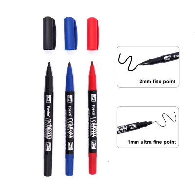 On-time Shipment Marking Pen Non-Toxic Quick Dry Fine and Ultra Fine Double Tip Marker for Signing Documents and General Marking