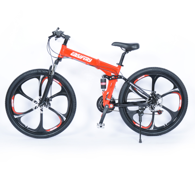26-Inch 21 Speed MTB Folding Bicycle with Full Suspension and Disc Brake Steel Fork Material