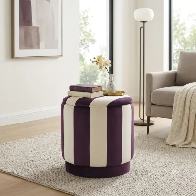 Multi-functional Modern Round Velvet Storage Ottoman Stool Ottoman Velvet Customizable Home Living Room Furniture