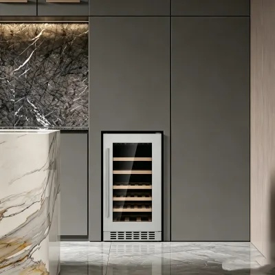 L- Slim Vertical Wine Refrigerator Reversible Door UV-Free LED Light Household Built-in Wine Chiller