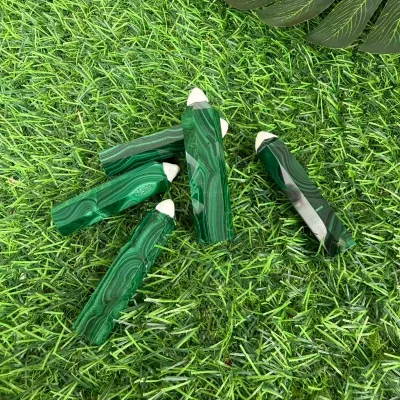 Wholesale High Quality Green Malachite Tower Natural Crystal Point Healing Quartz Wand Point for Decoration