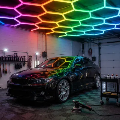 Car Detailing Garage 110V 220V Remote Control Color Changing RGB Hexagon LED Panel Light