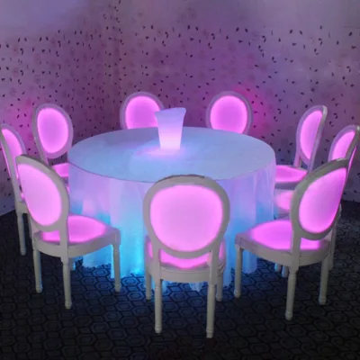 New Product RGB 16 Color Changing Luminous Modern Led Dining Chairs and Table