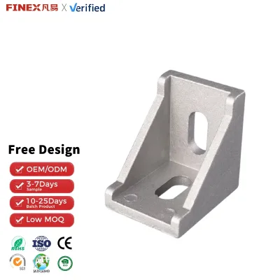 Industrial 90 Degree Silver Aluminum Triangle Bracket Connector for Series Extrusion Profile