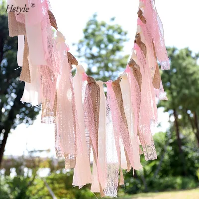 DIY Vintage Jute Burlap Bunting Banner Hessian Flag Wedding Party Decor Banner Bunting Garland Rustic Lace Burlap Wedding PLA009