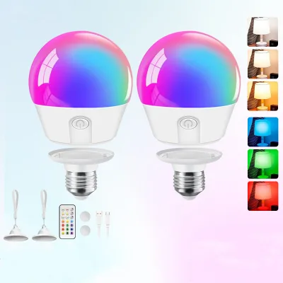 USB Rechargeable LED Bulb E26 Base RGBCW Color Changing Dimmable Warm to Cool White Emergency Portable Light