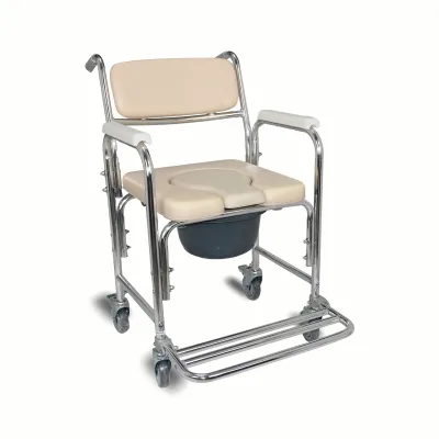 Aluminum Chair Commode Wheelchair with Wheels for the Elderly