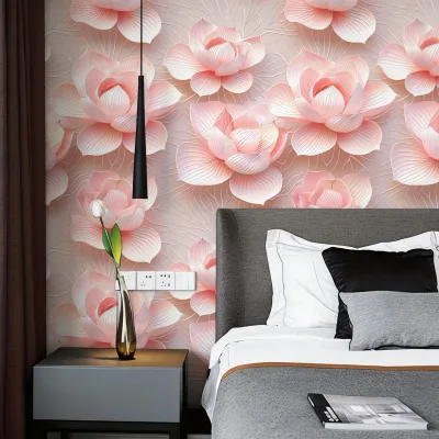 Luxury European Style Self Adhesive Wallpaper Waterproof Washable Wall Sticker Bedroom Headboard Background Wall Decorative