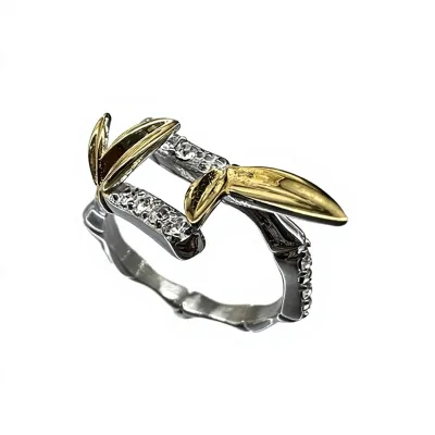European American Artistic Retro 316L Stainless Steel Personalized Bamboo Leaf Ring for Women Spring 2025 Fashionable Trendy