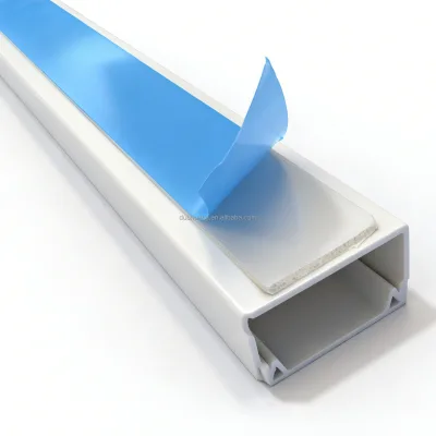 Self-Adhesive Solid PVC Decorative Cable Trunking | Grey Wiring Duct with Snap Cover for Home Interior Decoration