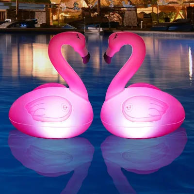 Inflatable Flamingo Pool Light Float 2 Pack Solar Powered Waterproof LED Birthday Graduation Party Novelty New Arrivals