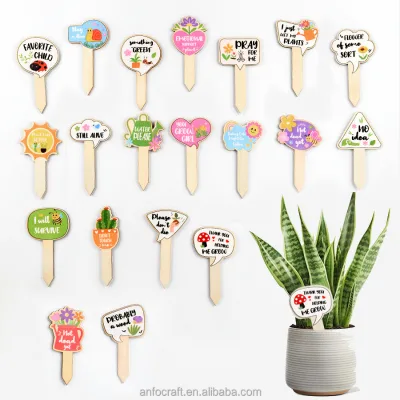 20pcs Wooden Plant Markers, Plant Sticks Labels Tags Name Stakes, Spring Wood Garden Signs for Flower Greenery Succulent Potted