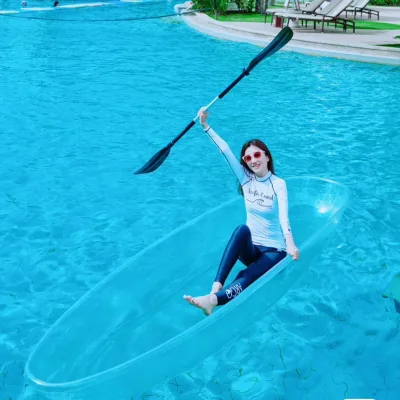 Two Adults Outdoor Leisure Crystal Clear Canoe Polycarbonate Floating Vessel