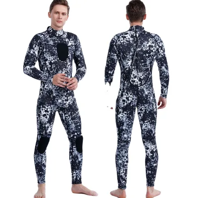 3mm Manufacturer Hot Sale High Quality Super Stretch Men Back Zipper Camo Neoprene Hunting Spearfishing Freediving Wetsuit