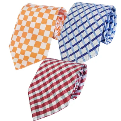 BSCI Certified Factory Luxury Men's 100% Silk Plaid Pattern Necktie Jacquard Woven Party Casual Uniform Ties for Young