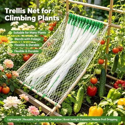 Top Sourcing Ultra Strong Anti Rot Uniform Grid Safety Green 25cm Mesh Plant Support Net for Squash Easy Tying Peru