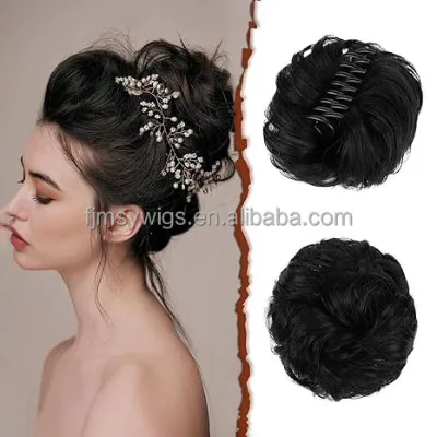 Wholesale Synthetic Silk Disc Hair Ornament Curly Claw Card Bud Curls Wedding Chignon Ponytail Wig for Women