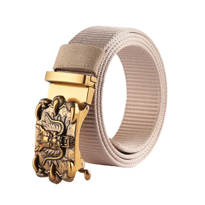 Men's TUSHI Casual Nylon Fabric Belt Adjustable Alloy Auto Lock Buckle 125cm Length Wholesale Business-Designed Hunting Hiking