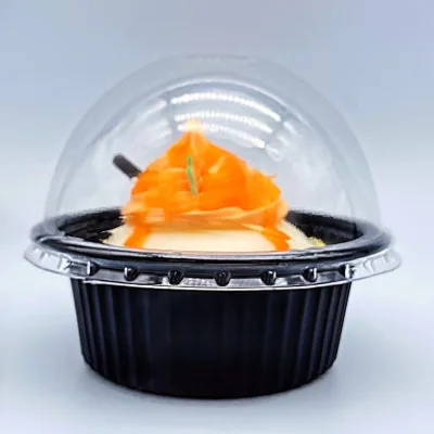 Custom Round Clear Food Grade Plastic 4.5 oz Container with Dome Lid for Noodle Sushi Jelly Sugar Juice & Chewing Gum Storage